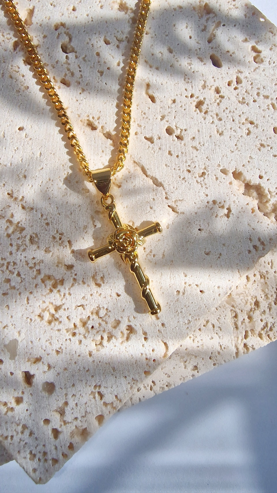 Rose Trawl  Cross Necklace