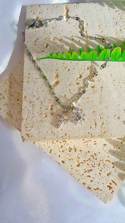 Silver Cross Anklet