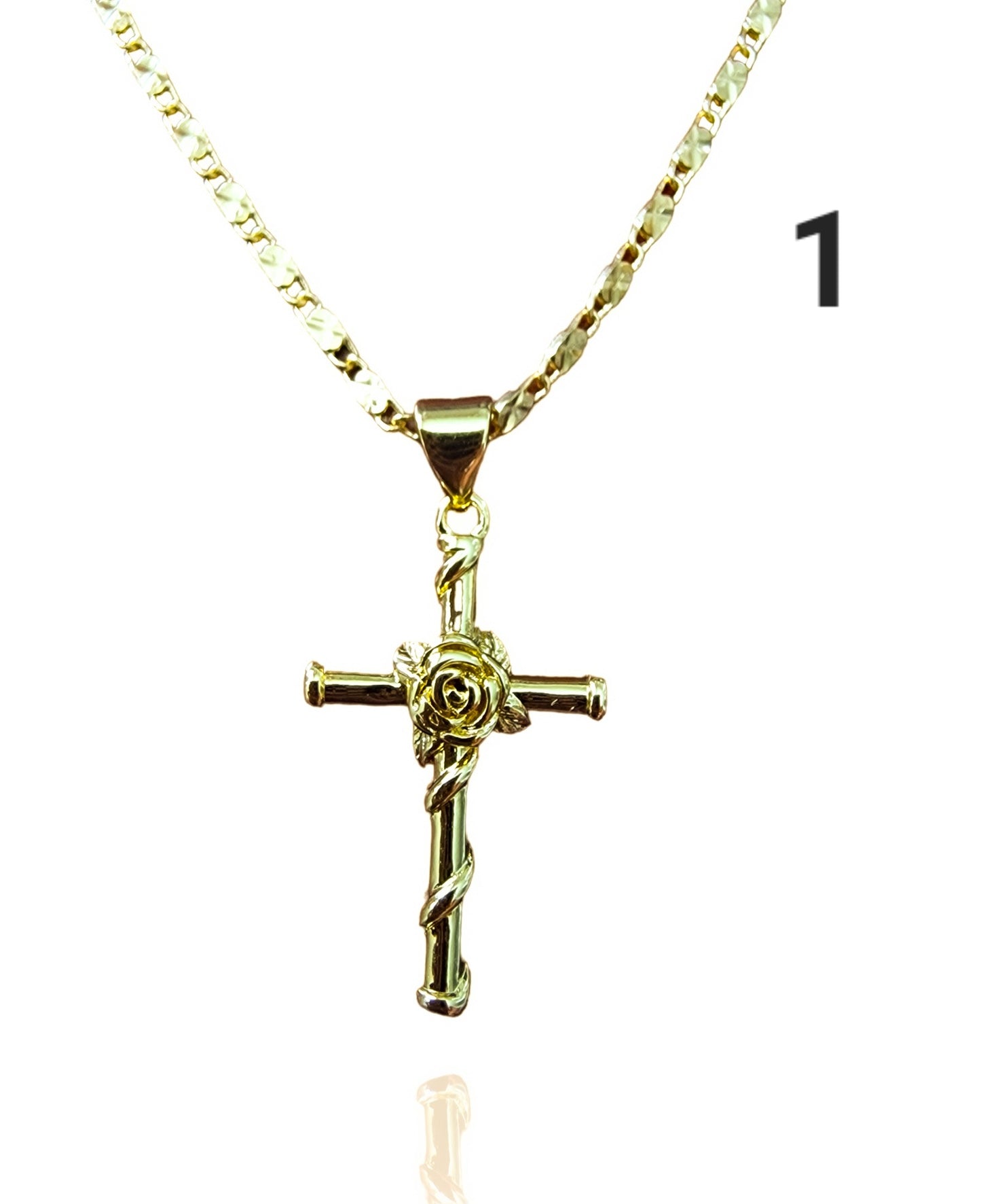 Rose Trawl  Cross Necklace