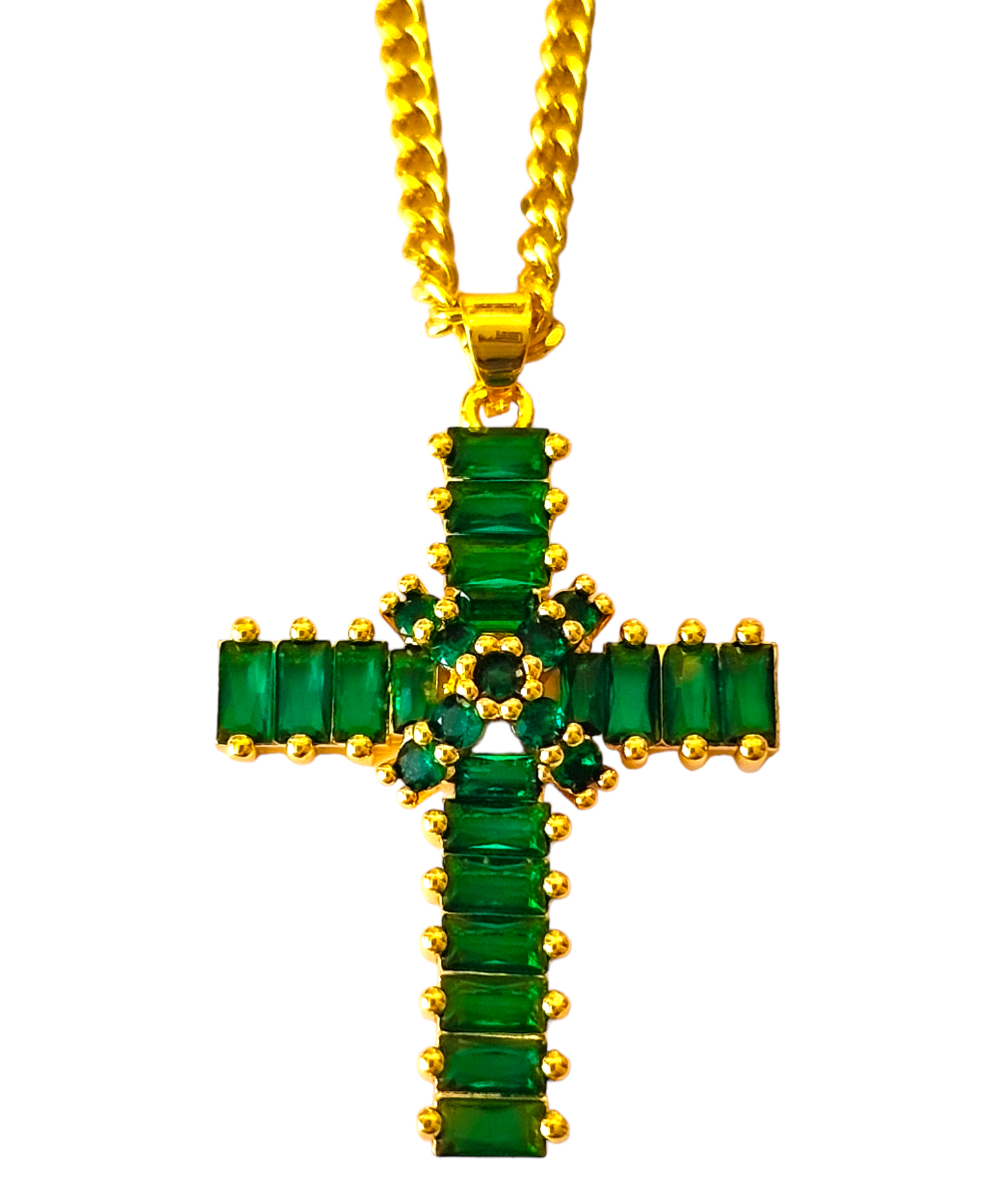 Emerald Green Cross Necklace