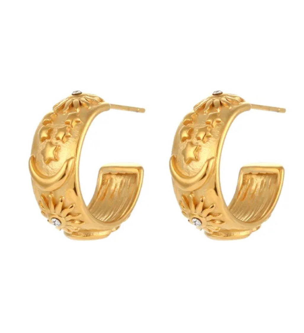 Chunky Embossed Hoop Earrings